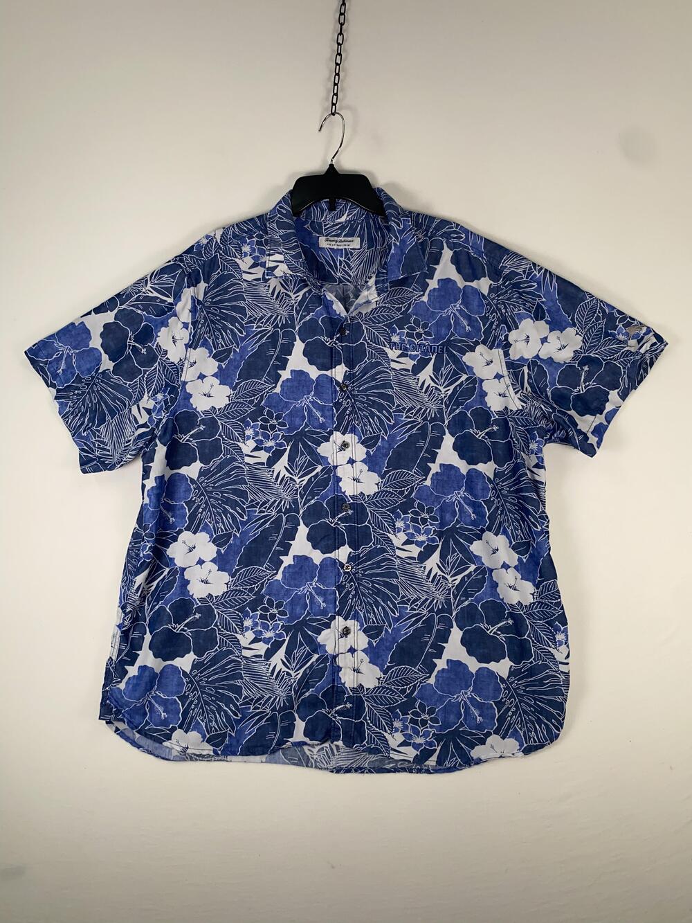Tommy Bahama Coconut Point Shirt Mens 2XL Blue Floral Hawaiian Button Up Casual